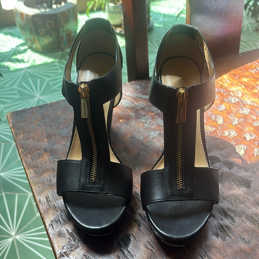 Michael Kors black zip up sandals 8.5M